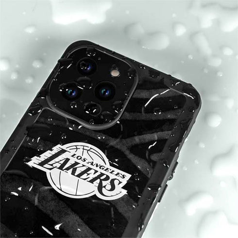 NBA Los Angeles Lakers Black Animal Print iPhone 14 Pro Max Waterproof Case