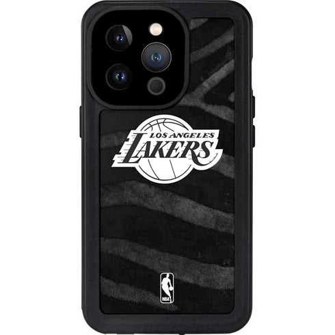 NBA Los Angeles Lakers Black Animal Print iPhone 14 Pro Waterproof Case