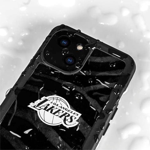 NBA Los Angeles Lakers Black Animal Print iPhone 15 Waterproof Case