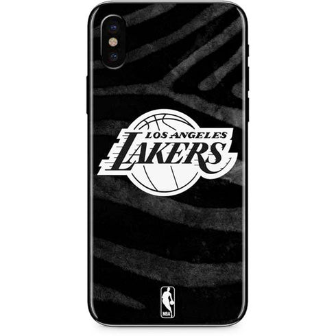 NBA Los Angeles Lakers Black Animal Print iPhone XS Skin