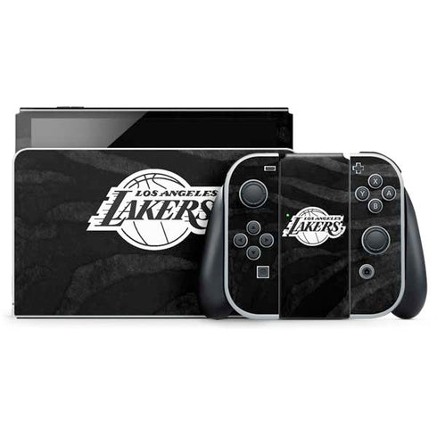 NBA Los Angeles Lakers Black Animal Print Nintendo Switch OLED (2021) Skin