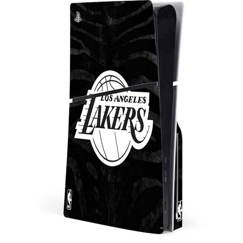 NBA Los Angeles Lakers Black Animal Print PS5 Slim Disk Console Skin