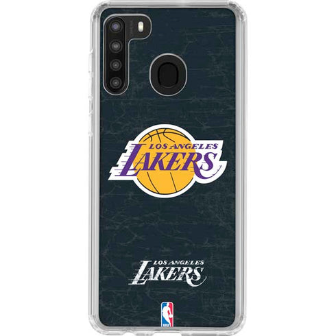NBA Los Angeles Lakers Black Primary Logo Galaxy A21 Clear Case