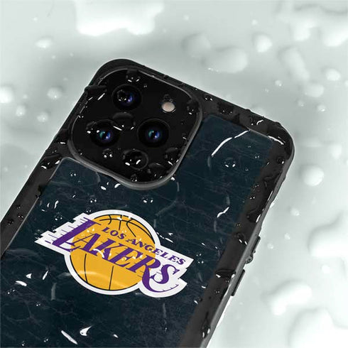 NBA Los Angeles Lakers Black Primary Logo iPhone 15 Pro Waterproof Case
