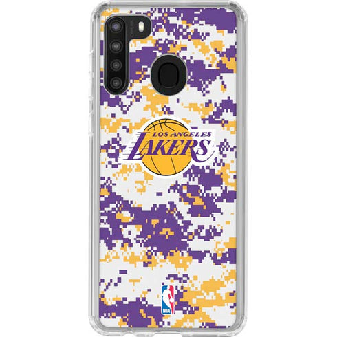 NBA Los Angeles Lakers Digi Camo Galaxy A21 Clear Case