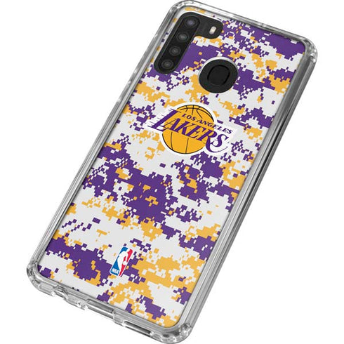 NBA Los Angeles Lakers Digi Camo Galaxy A21 Clear Case