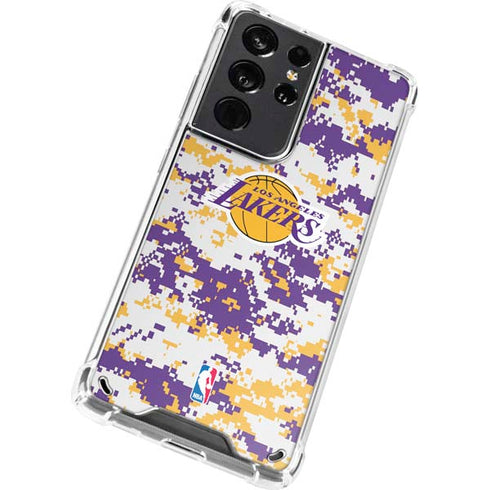 NBA Los Angeles Lakers Digi Camo Galaxy S21 Ultra 5G Clear Case
