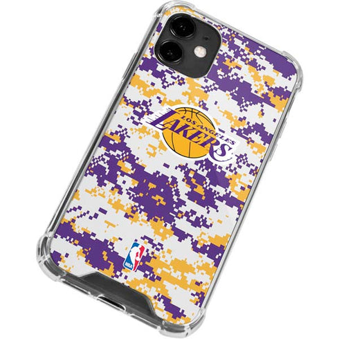 NBA Los Angeles Lakers Digi Camo iPhone 12 Clear Case