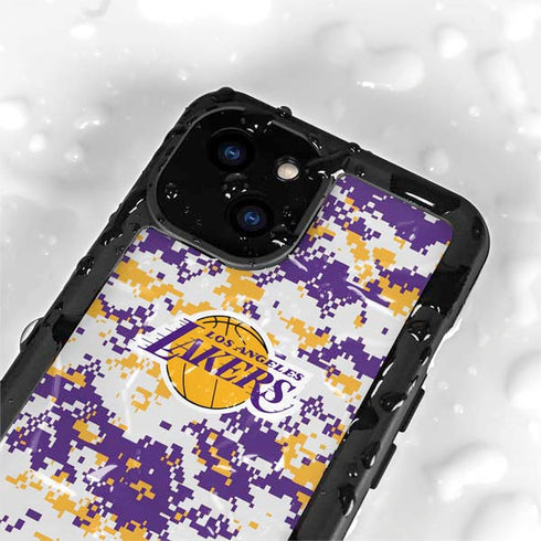 NBA Los Angeles Lakers Digi Camo iPhone 13 Mini Waterproof Case