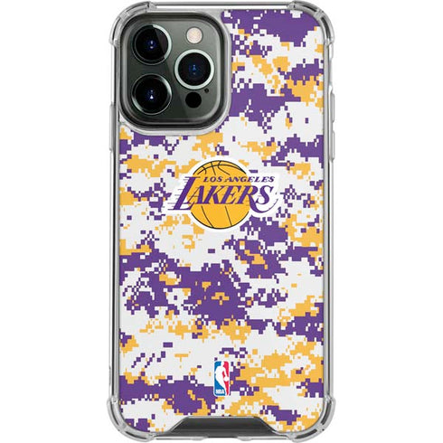 NBA Los Angeles Lakers Digi Camo iPhone 15 Pro Max Clear Case