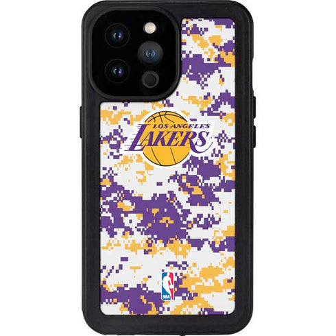 NBA Los Angeles Lakers Digi Camo iPhone 14 Pro Max Waterproof Case