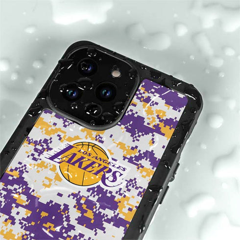 NBA Los Angeles Lakers Digi Camo iPhone 14 Pro Max Waterproof Case