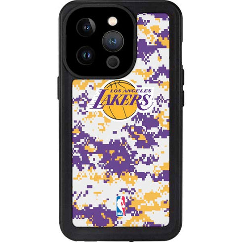 NBA Los Angeles Lakers Digi Camo iPhone 14 Pro Waterproof Case