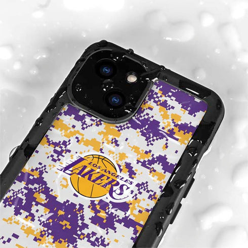 NBA Los Angeles Lakers Digi Camo iPhone 15 Plus Waterproof Case