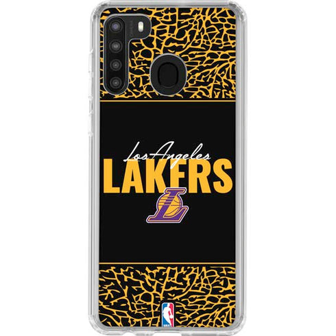NBA Los Angeles Lakers Elephant Print Galaxy A21 Clear Case
