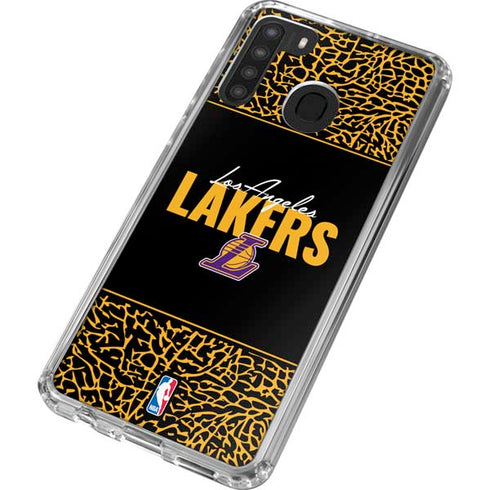 NBA Los Angeles Lakers Elephant Print Galaxy A21 Clear Case