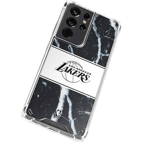 NBA Los Angeles Lakers Marble Galaxy S21 Ultra 5G Clear Case
