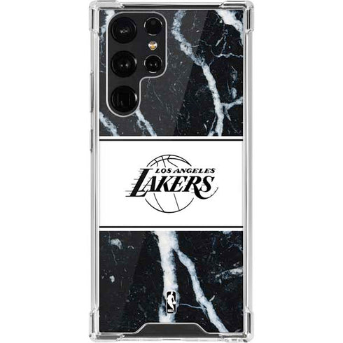 NBA Los Angeles Lakers Marble Galaxy S22 Ultra Clear Case