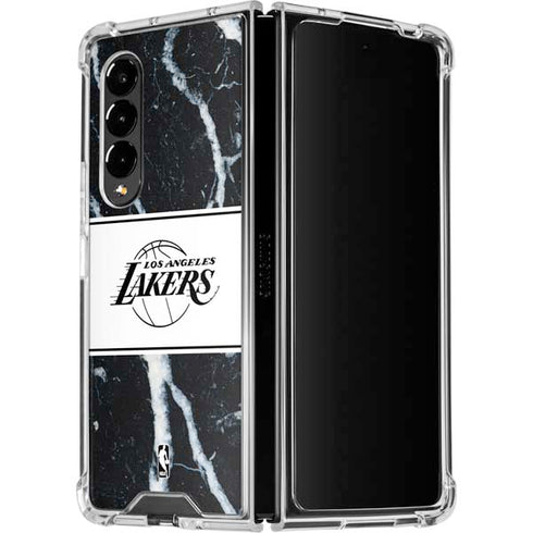 NBA Los Angeles Lakers Marble Galaxy Z Fold4 5G Clear Case