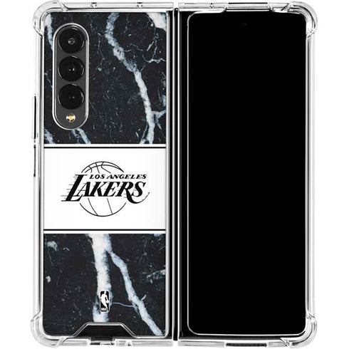 NBA Los Angeles Lakers Marble Galaxy Z Fold4 5G Clear Case