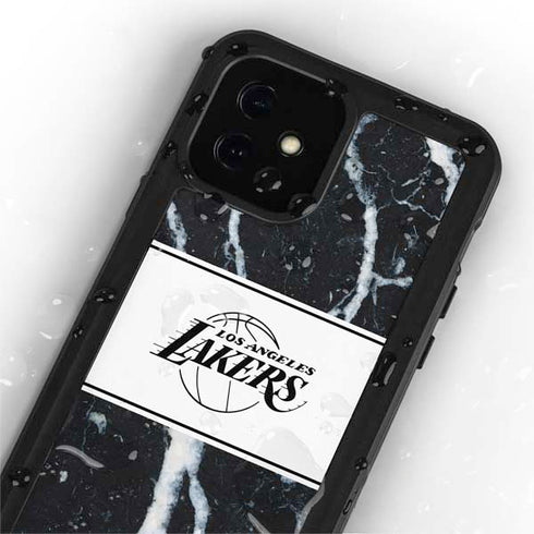 NBA Los Angeles Lakers Marble iPhone 12 Mini Waterproof Case