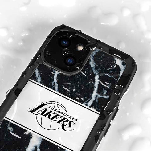 NBA Los Angeles Lakers Marble iPhone 13 Mini Waterproof Case