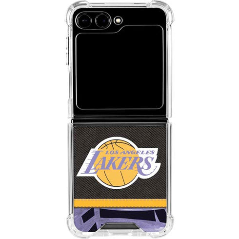 NBA Los Angeles Lakers Retro Palms Galaxy Z Flip5 5G Clear Case