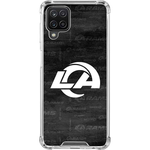 NFL Los Angeles Rams Black & White Galaxy A12 Clear Case