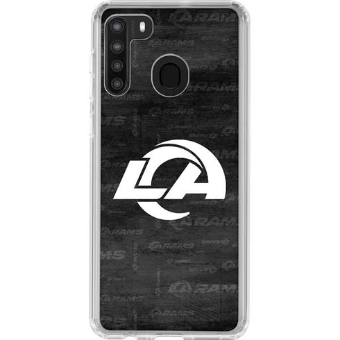 NFL Los Angeles Rams Black & White Galaxy A21 Clear Case