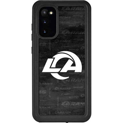 NFL Los Angeles Rams Black & White Galaxy S20 Waterproof Case