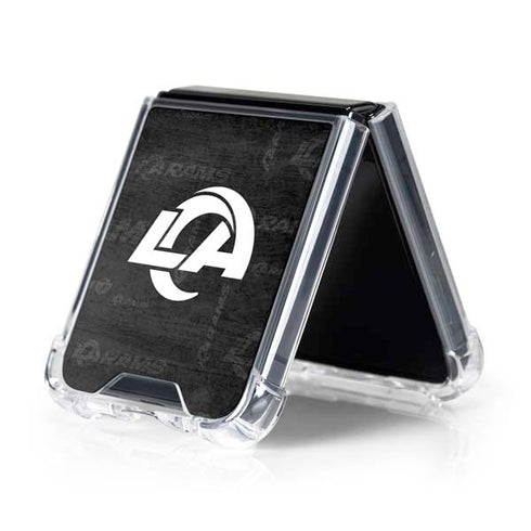 NFL Los Angeles Rams Black & White Galaxy Z Flip5 5G Clear Case