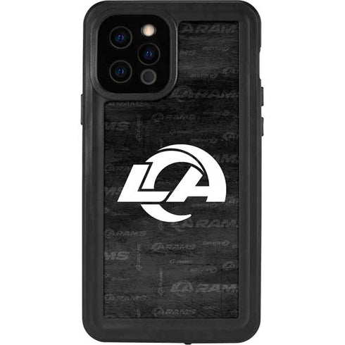 NFL Los Angeles Rams Black & White iPhone 12 Pro Waterproof Case