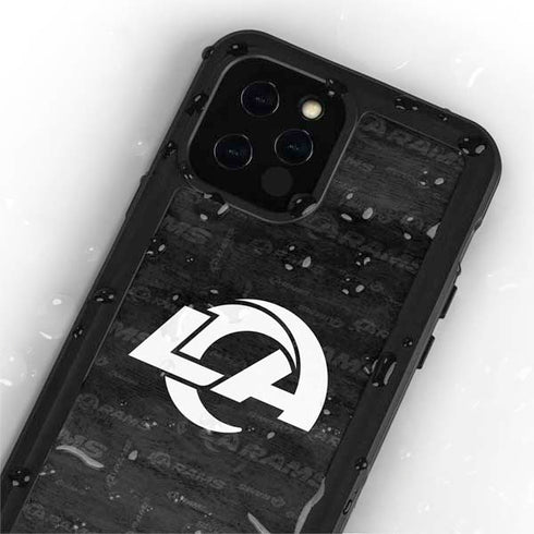 NFL Los Angeles Rams Black & White iPhone 12 Pro Waterproof Case