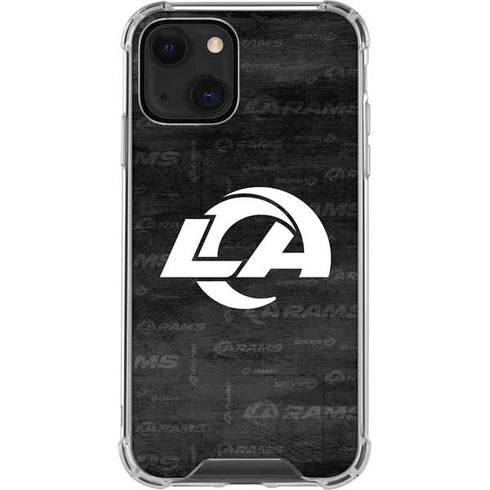 NFL Los Angeles Rams Black & White iPhone 14 Plus Clear Case