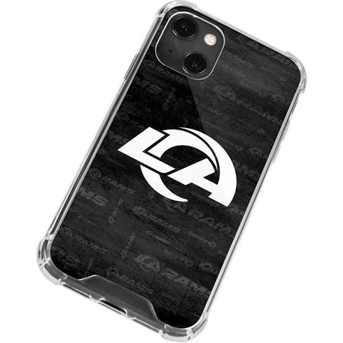 NFL Los Angeles Rams Black & White iPhone 14 Plus Clear Case
