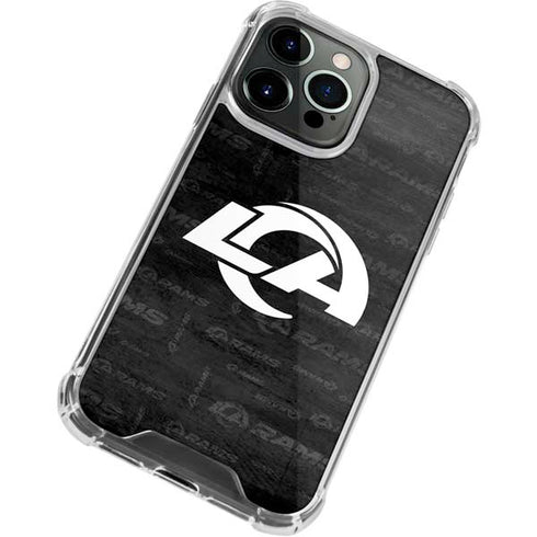 NFL Los Angeles Rams Black & White iPhone 15 Pro Max Clear Case