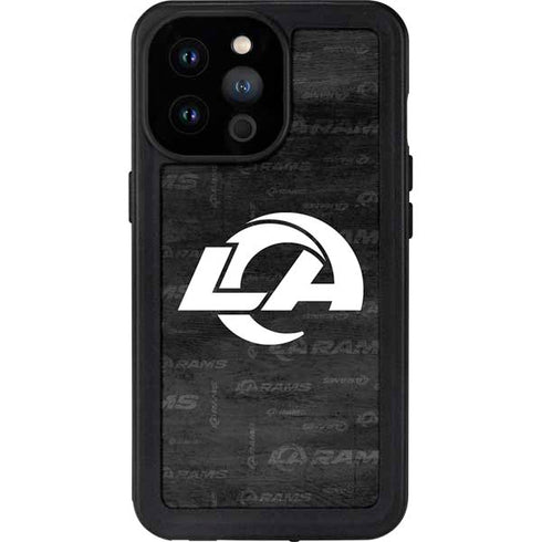 NFL Los Angeles Rams Black & White iPhone 14 Pro Max Waterproof Case