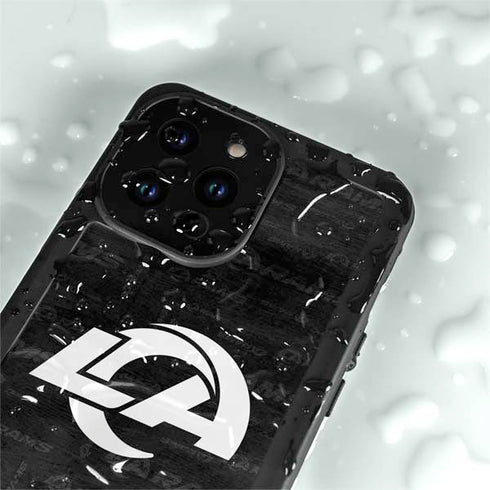 NFL Los Angeles Rams Black & White iPhone 14 Pro Max Waterproof Case