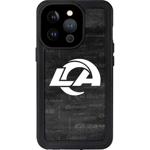 NFL Los Angeles Rams Black & White iPhone 14 Pro Waterproof Case