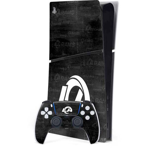 NFL Los Angeles Rams Black & White PS5 Slim Digital Edition Bundle Skin