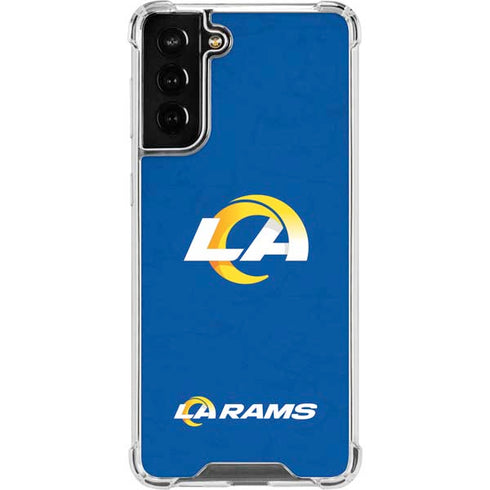 NFL Los Angeles Rams Distressed Galaxy S21 FE Clear Case