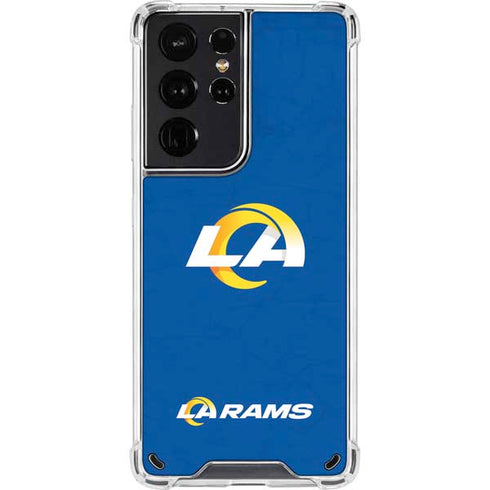 NFL Los Angeles Rams Distressed Galaxy S21 Ultra 5G Clear Case