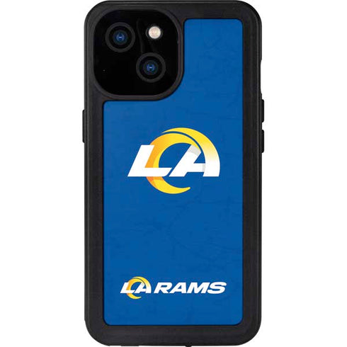 NFL Los Angeles Rams Distressed iPhone 13 Mini Waterproof Case