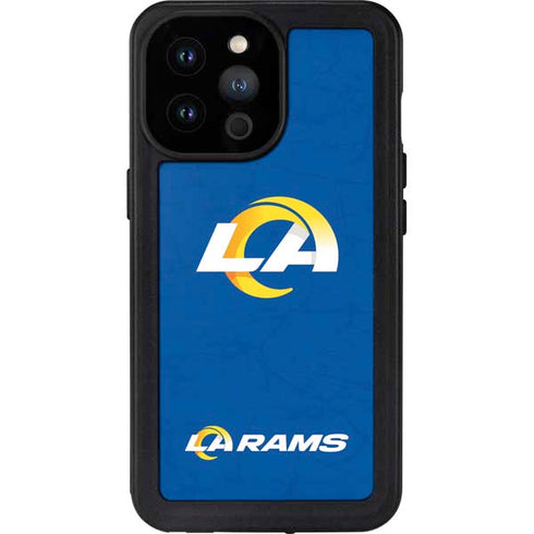 NFL Los Angeles Rams Distressed iPhone 14 Pro Max Waterproof Case
