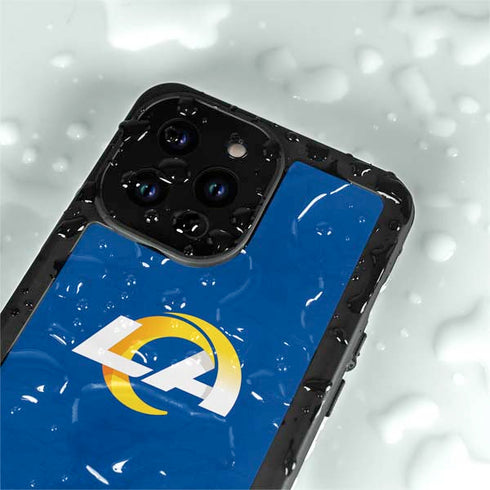 NFL Los Angeles Rams Distressed iPhone 14 Pro Max Waterproof Case