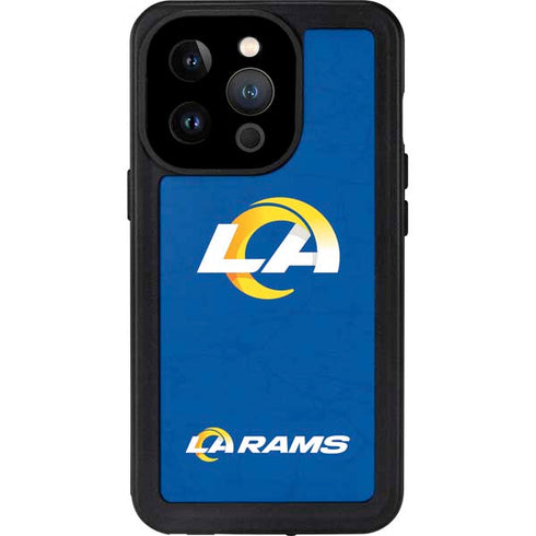 NFL Los Angeles Rams Distressed iPhone 14 Pro Waterproof Case
