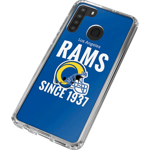 NFL Los Angeles Rams Helmet Galaxy A21 Clear Case