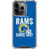 NFL Los Angeles Rams Helmet iPhone 13 Pro Clear Case