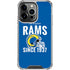 NFL Los Angeles Rams Helmet iPhone 14 Pro Clear Case