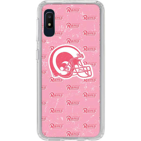 NFL Los Angeles Rams Pink Logo Blast Galaxy A10e Clear Case